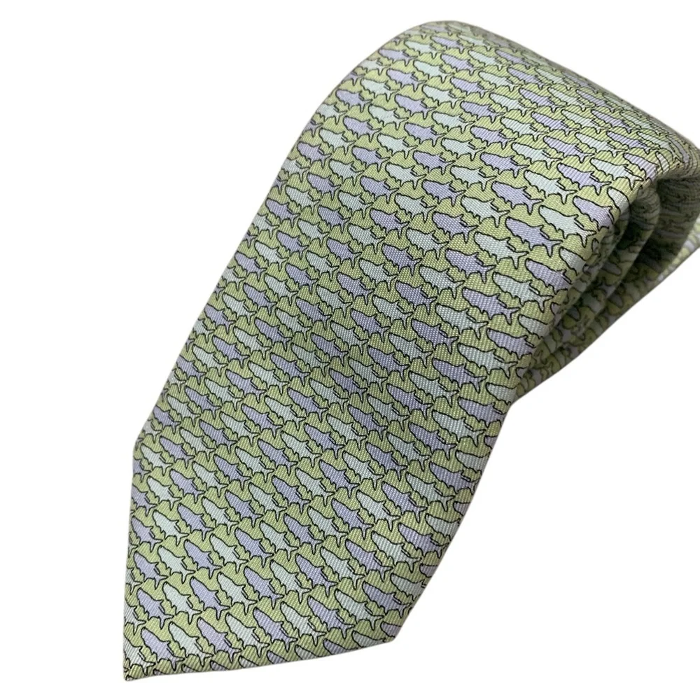 Vineyard Vines Classic Blue Fish Silk Tie